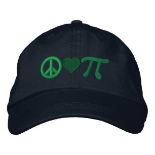 Peace Love Pie as in Pi Embroidered Hat