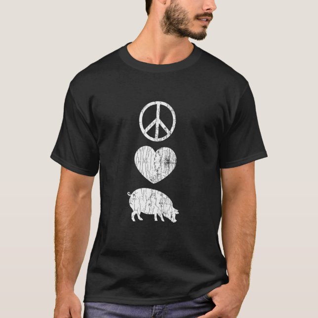 Peace Love Pigs Guinea Owner Graphic T-Shirt (Front)