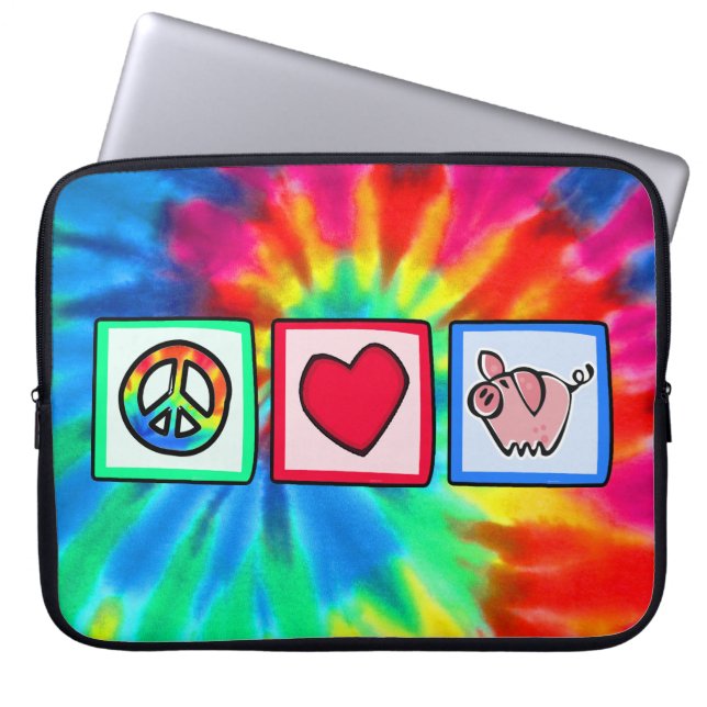 Peace, Love, Pigs Laptop Sleeve (Front)