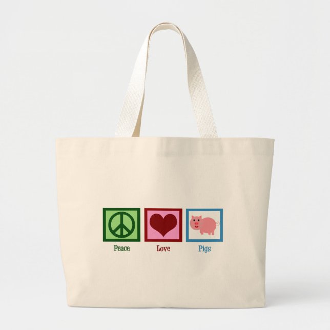 Peace Love Pigs Large Tote Bag (Front)