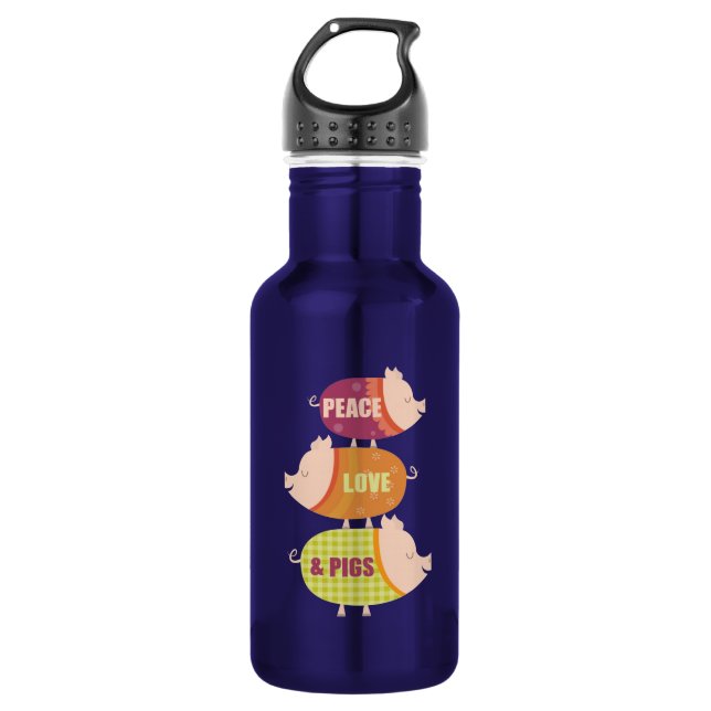 Peace, Love & Pigs (stack) 532 Ml Water Bottle (Front)