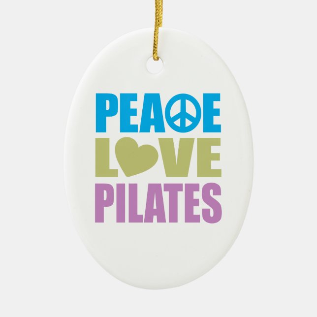 Peace Love Pilates Ceramic Tree Decoration (Front)