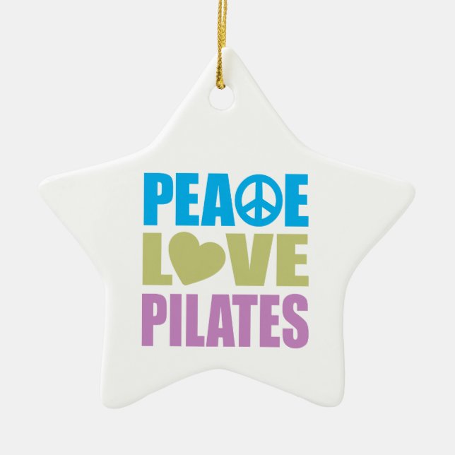 Peace Love Pilates Ceramic Tree Decoration (Front)