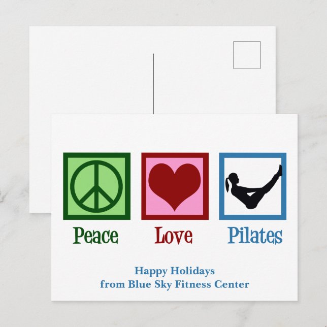 Peace Love Pilates Cute Custom Holiday Postcard (Front/Back)