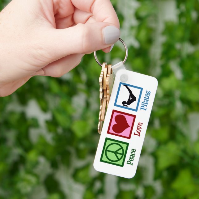 Peace Love Pilates Instructor Cute Personalised Key Ring (Hand)
