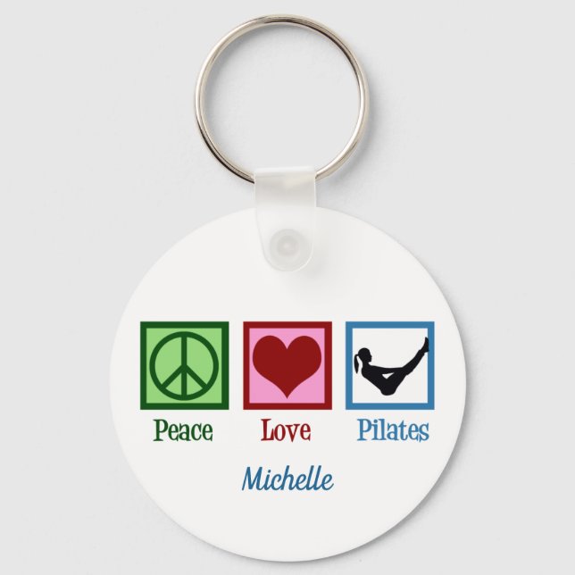 Peace Love Pilates Instructor Monogram Key Ring (Front)
