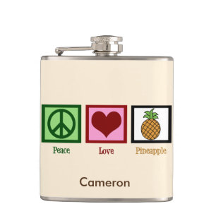 Peace Love Pineapple Custom Ivory Hip Flask