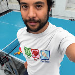 Peace Love Ping Pong T-Shirt<br><div class="desc">A cool ping pong player Christmas gift. A cute table tennis present featuring a green peace sign, red heart, and a ping pong racket.</div>
