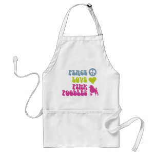 Peace Love Pink Poodles apron, choose style, colou Standard Apron