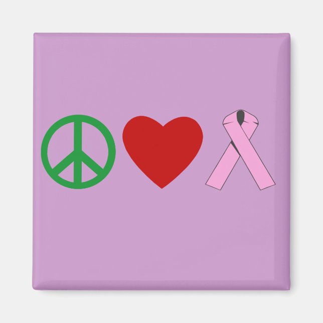 Peace Love Pink Ribbon T shirts, Mugs Magnet (Front)