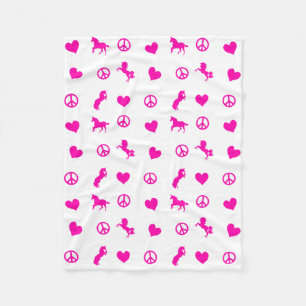 Peace, Love & Pink Unicorns, too! Fleece Blanket