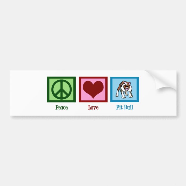 Peace Love Pit Bull Bumper Sticker (Front)