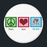 Peace Love Pit Bull Magnet<br><div class="desc">A green peace sign, red heart and cute pitbull. I love those fun dogs. Great gift for a pit bull owner.</div>