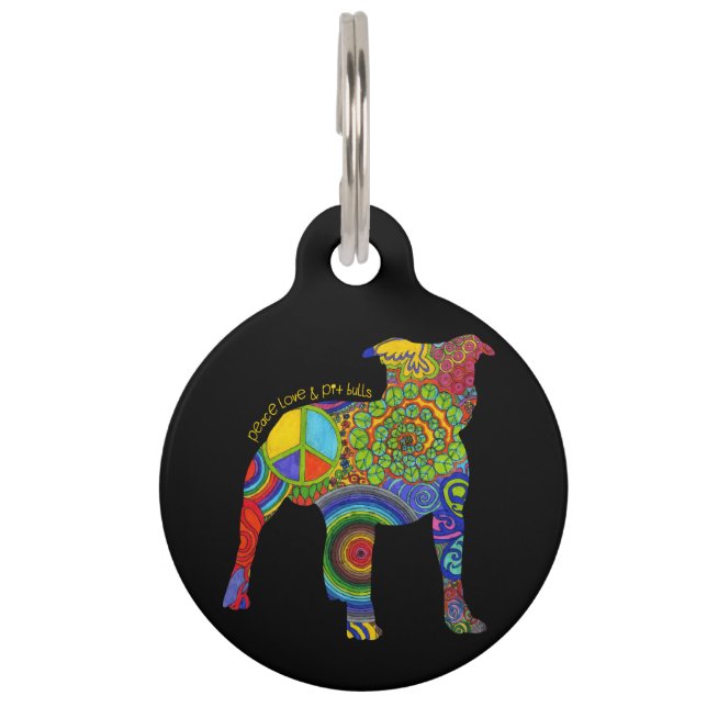 "Peace Love & Pit Bulls" Pet I.D. Tag (Front)