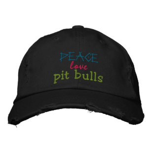 peace, love, pit bulls rugged cap