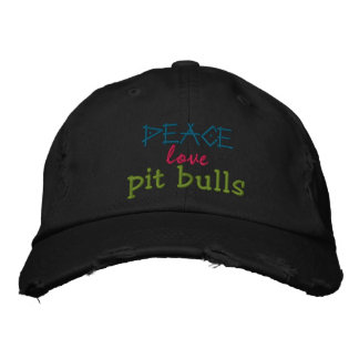peace, love, pit bulls rugged cap