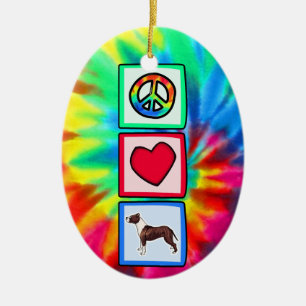 Peace, Love, Pitbulls Ceramic Tree Decoration