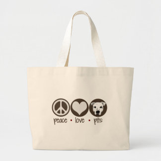 Peace Love Pits Large Tote Bag