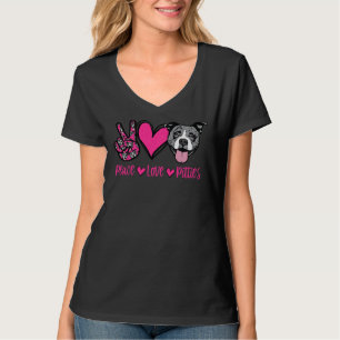 Peace Love Pitties Pitbull Dog Lover Pink Hippie T-Shirt