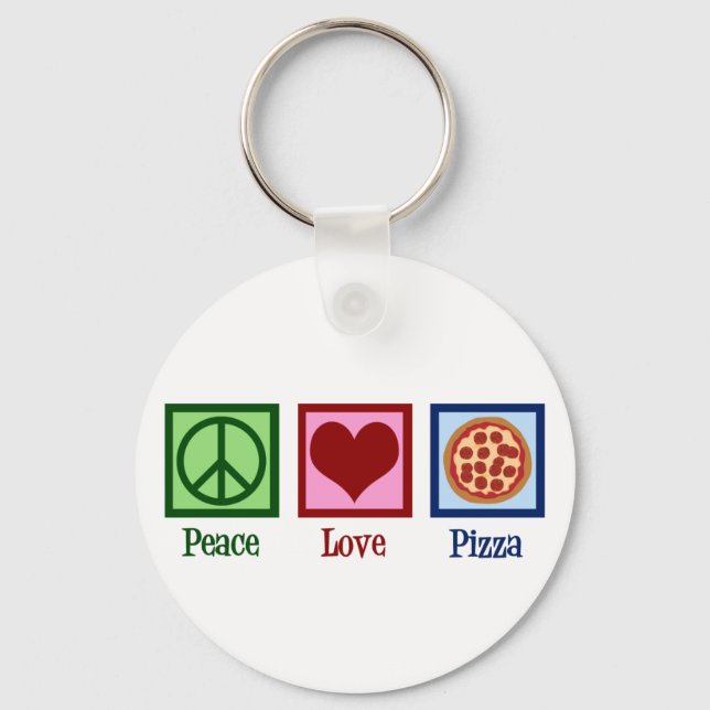 Peace Love Pizza Key Ring (Front)