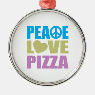Peace Love Pizza Metal Tree Decoration