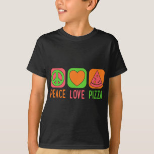 Peace Love Pizza Slice Cool Groovy Hippie 60s 70s  T-Shirt