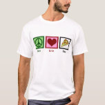 Peace Love Pizza T-Shirt<br><div class="desc">Pizza is my favourite meal. Mmm pepperoni, mushrooms, and cheese. What's not to love?</div>