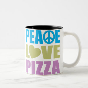 Peace Love Pizza Two-Tone Coffee Mug