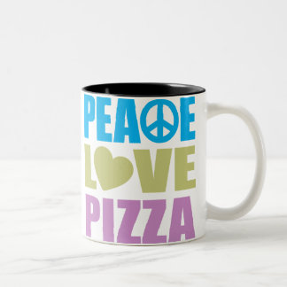 Peace Love Pizza Two-Tone Coffee Mug