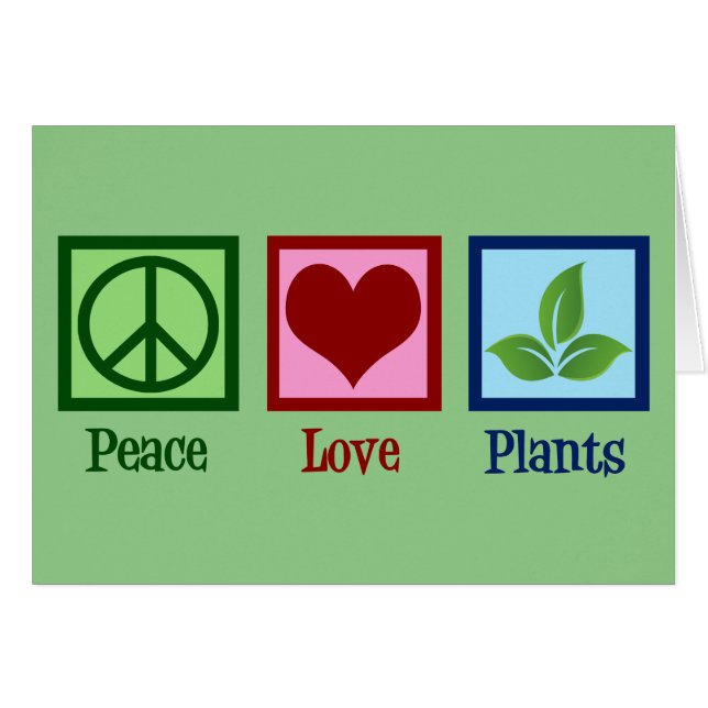 Peace Love Plants Cute Plant Nursery Holiday Card (Front Horizontal)