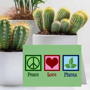 Peace Love Plants Cute Plant Nursery Holiday Card