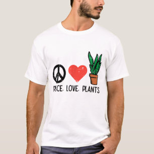 Peace Love Plants Gardening Hippie Gardener Men Wo T-Shirt