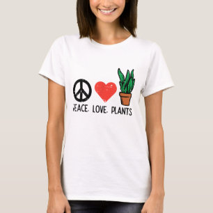 Peace Love Plants Gardening Hippie Gardener Men Wo T-Shirt