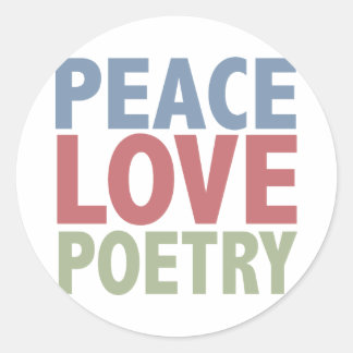 Peace Love Poetry Classic Round Sticker