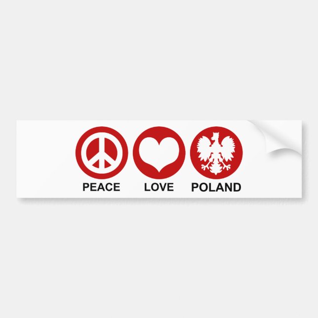 Peace Love Poland Bumper Sticker (Front)