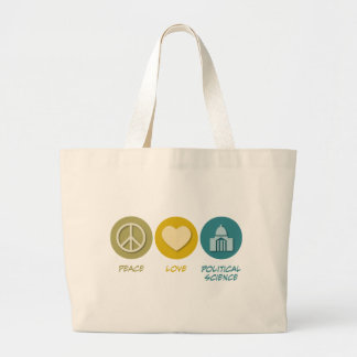Peace Love Political Science Large Tote Bag