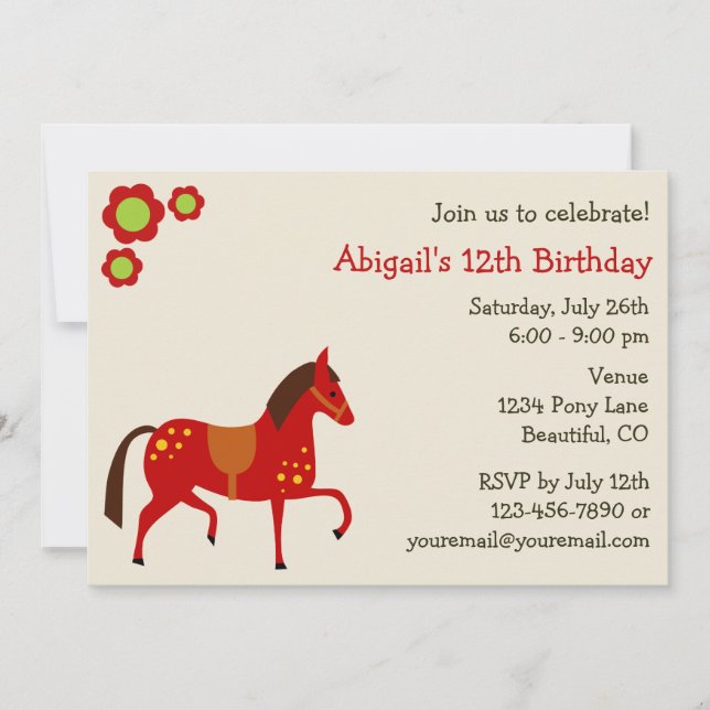 Peace Love Ponies Girl's Birthday Invitation (Front)