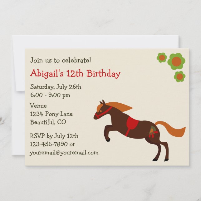 Peace Love Ponies Girl's Birthday Invitation (Front)