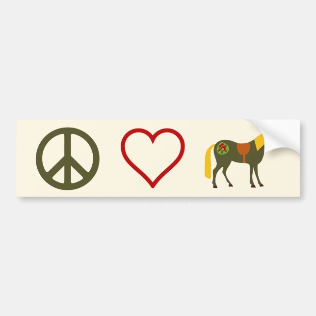 Peace Love Ponies Horse Bumper Sticker (Front)