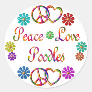 PEACE LOVE POODLES CLASSIC ROUND STICKER