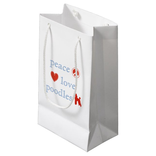 Peace Love Poodles Small Gift Bag (Front Angled)