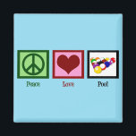 Peace Love Pool | Cool Billiards Magnet<br><div class="desc">Peace Love Pool gift for a pool shark or hustler who loves to play bar games like billiards. A peace sign,  heart,  and rack of balls.</div>
