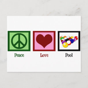 Peace Love Pool   Cool Billiards Postcard