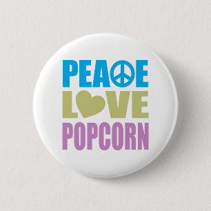 Peace Love Popcorn 6 Cm Round Badge