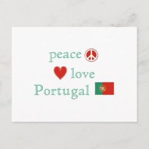 Peace Love Portugal Heart and Portuguese Flag Postcard