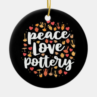 Peace Love Pottery Ceramic Tree Decoration