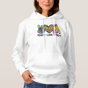 Peace Love Pre-K Leopard Tie Dye Back To School Hoodie