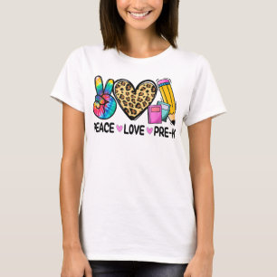 Peace Love Pre-K Leopard Tie Dye Back To School  T-Shirt