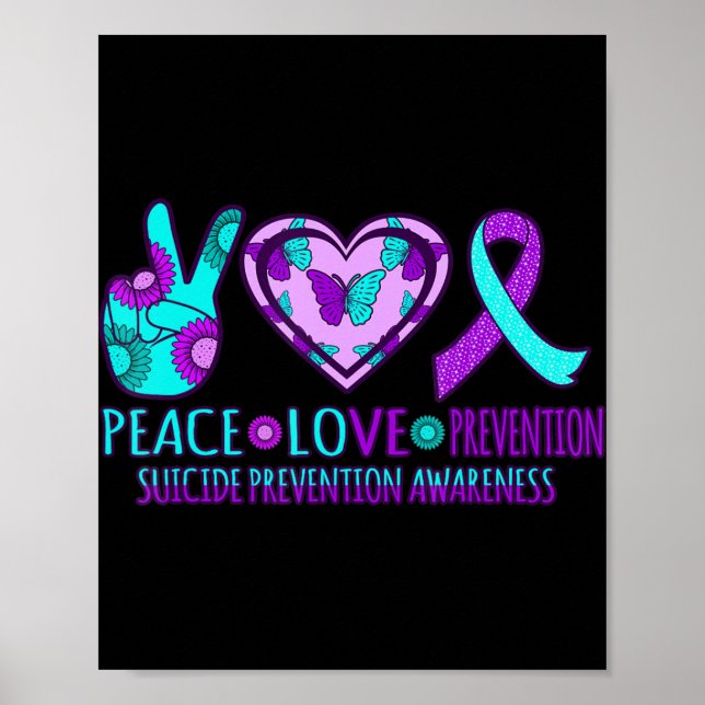 Peace Love Prevention Happy Suicide Awareness Grap Poster (Front)