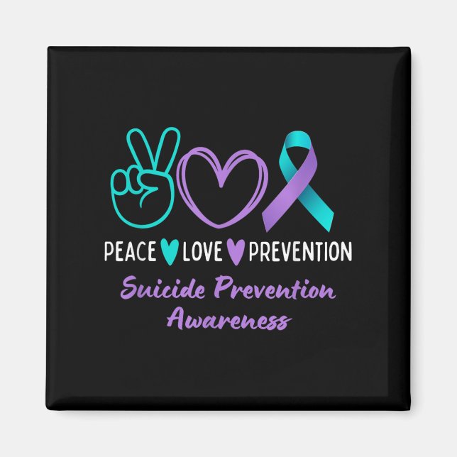 Peace Love Prevention Suicide Awareness Teal Purpl Magnet (Front)